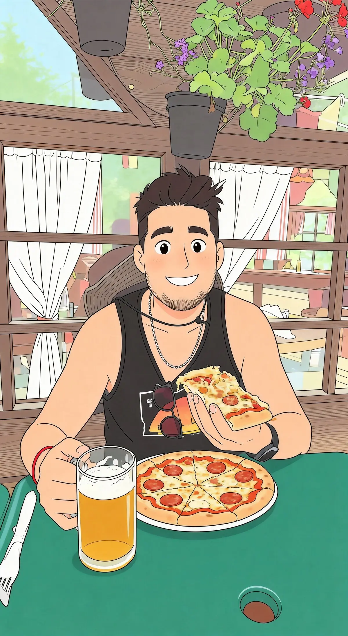 Alejandro con pizza napoletana