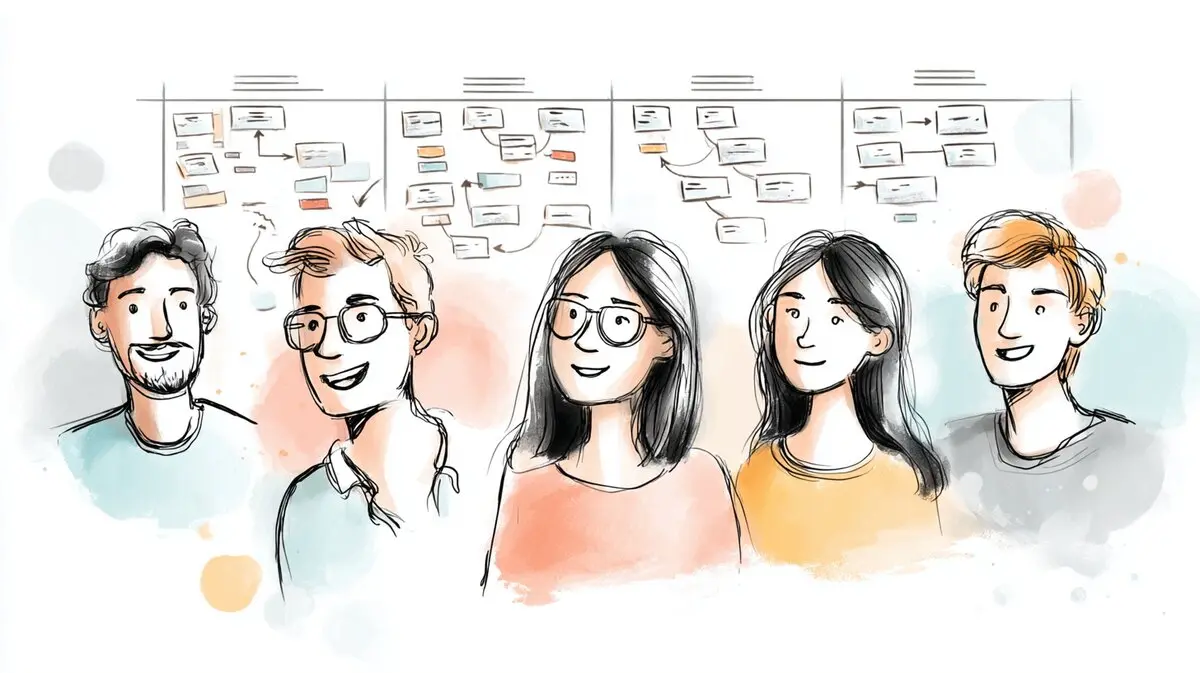 Equipo trabajando con proceso estructurado